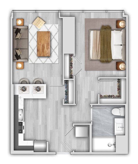 Floor plan for 1 bed, 1 bath, 759 sqft